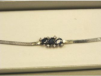 Sapphire and Diamond 14k White Gold Bracelet