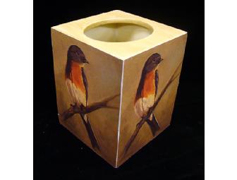 Red Breasted Bird Wooden Tissue Box Cover