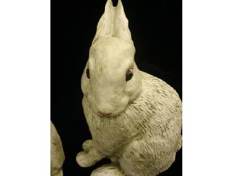 Set of Two Resin Bunny Garden Statues