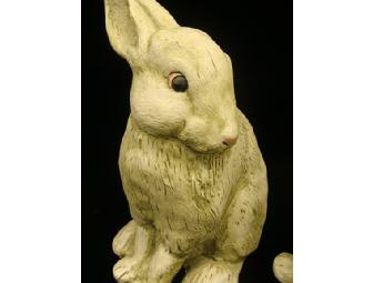 Set of Two Resin Bunny Garden Statues