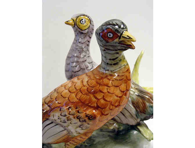 Romanian Handpainted Porcelain Pheasants Figurine