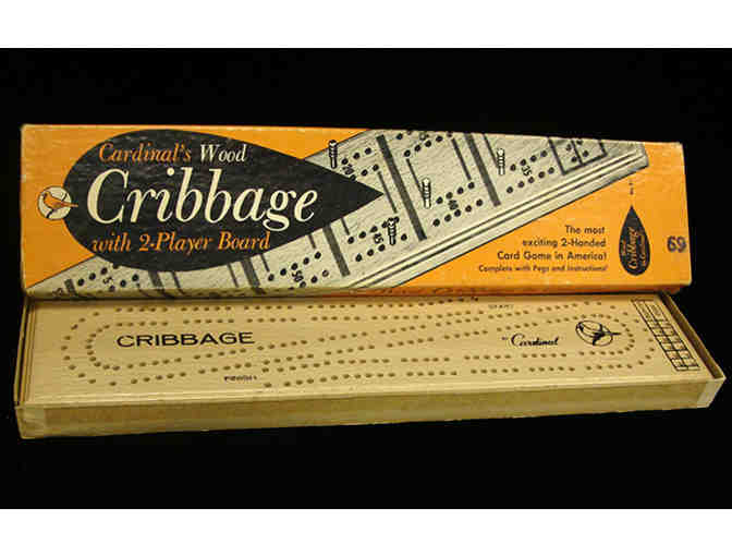 Vintage Cardinal's Wood Cribbage with 2-Player Board