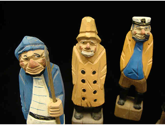 Handcarved New England Nautical Folk Art Set