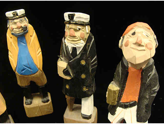 Handcarved New England Nautical Folk Art Set