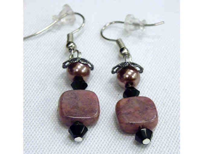 Handmade Pink Rhodonite Stone Jewelry Set (Necklace, Earrings and Bracelet)