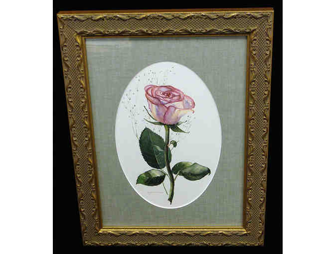 Watercolor 'Rose' Matted and Framed
