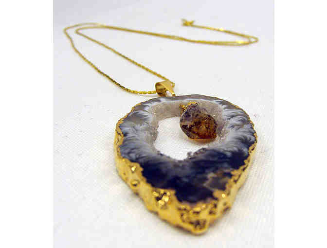 Druzy Quartz Pendant Necklace Accented with 18K Gold