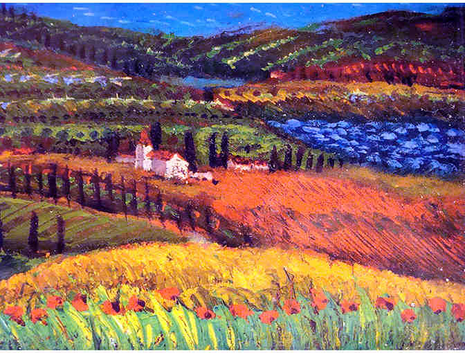 Italian Farm Framed Miniature Painting by Leslie Ehrin