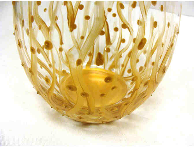 Set of 2 Gold Hand Painted Wine Tumbler Glasses