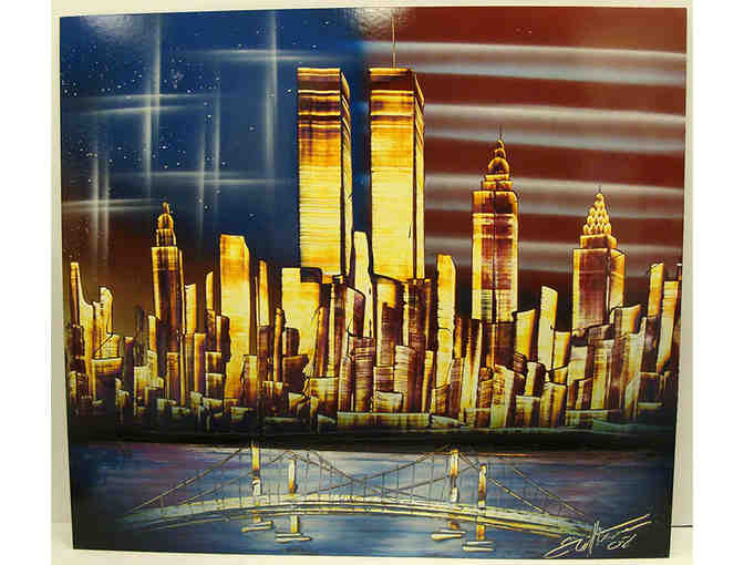 Commemorative 911 Twin Towers Hand Painted Original Art - 2008