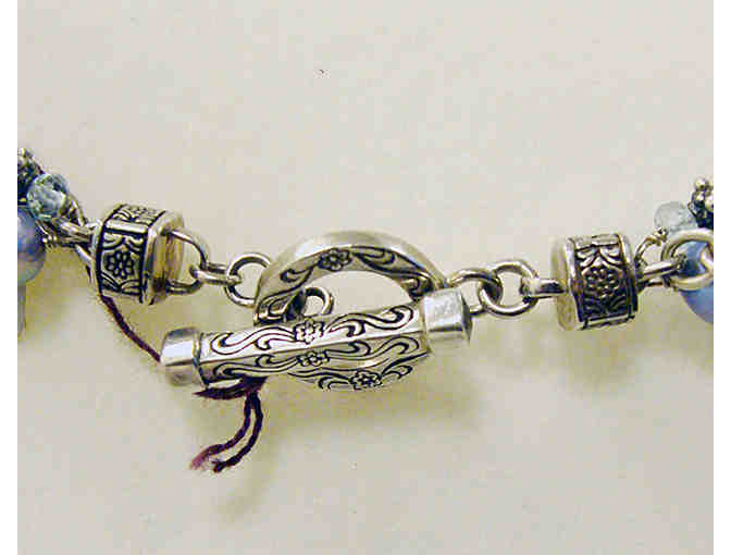 Sara Blaine Triple Strand Silver Fresh Water Pearl & Quartz 16' Necklace