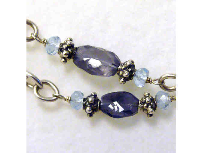 Sara Blaine Triple Strand Silver Fresh Water Pearl & Quartz 16' Necklace