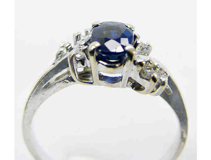 White Gold Sapphire and Diamond Ring