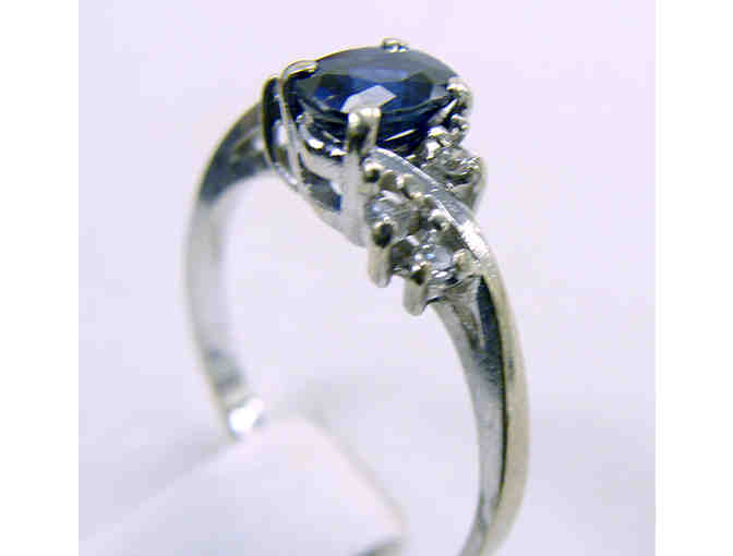 White Gold Sapphire and Diamond Ring