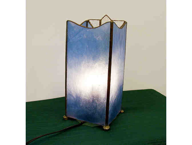 Stained Glass Accent Table Lamp in Blue with Dimmer Switch