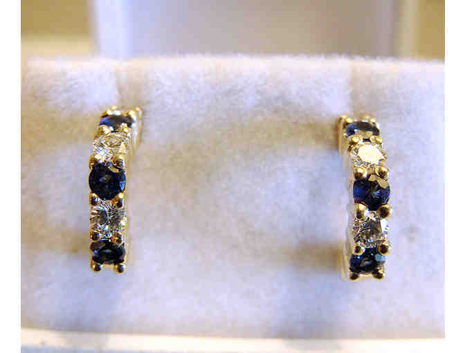 Diamond and Sapphire Earrings in 14K Gold