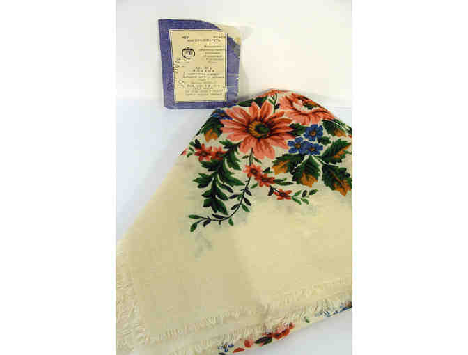 Authentic Vintage Russian Wool Floral Babushka