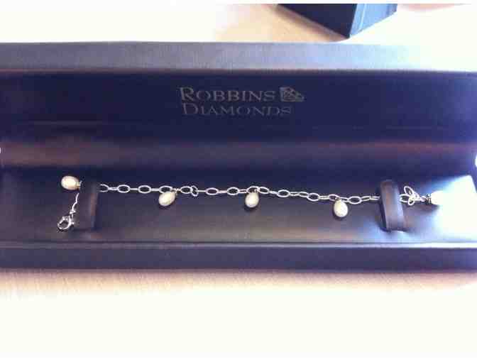 Robbin's Diamonds Sterling Silver Cultured Pearl Earrings and Bracelet Set