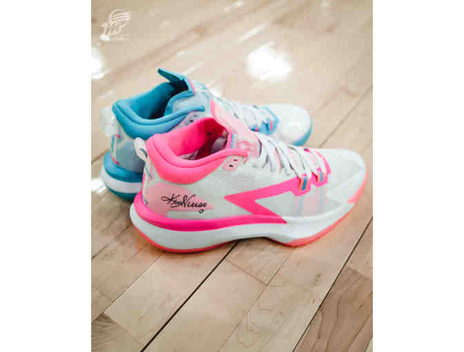 Jordan Brand Player-Edition Pink/Blue Shoes Autographed by Kia Nurse