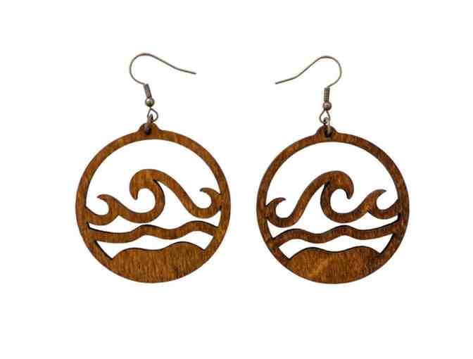 J15 Wave Earrings - Laser Cut Wood
