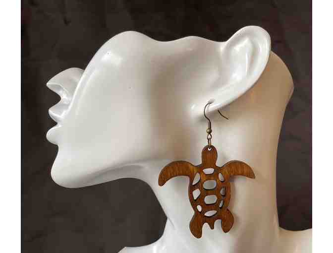 J14 Sea Turtle Earrings - Laser Cut Wood