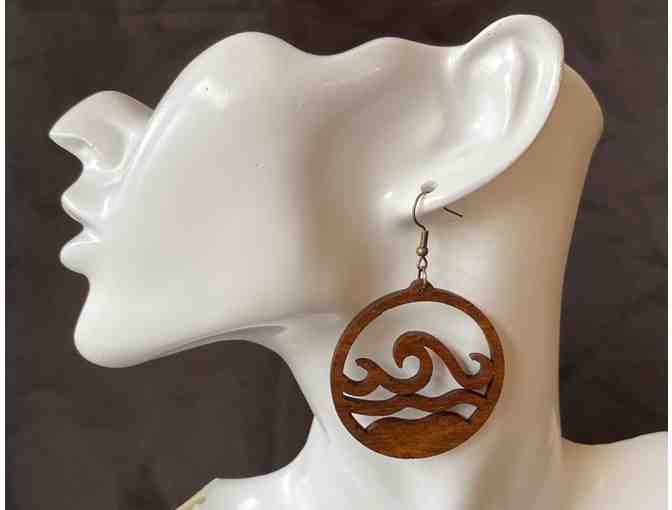 J15 Wave Earrings - Laser Cut Wood