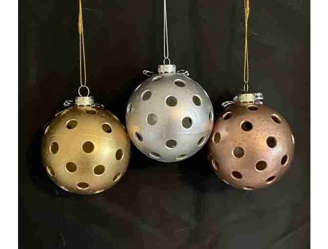 N03 Upcycled Pickleball Ornament Trio #3