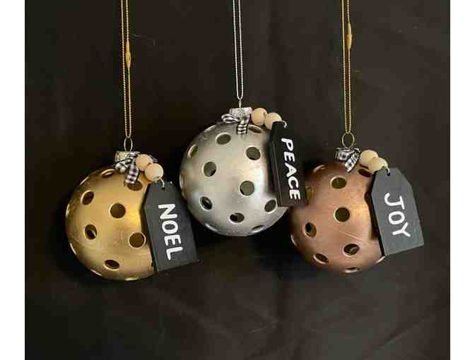 N03 Upcycled Pickleball Ornament Trio #3