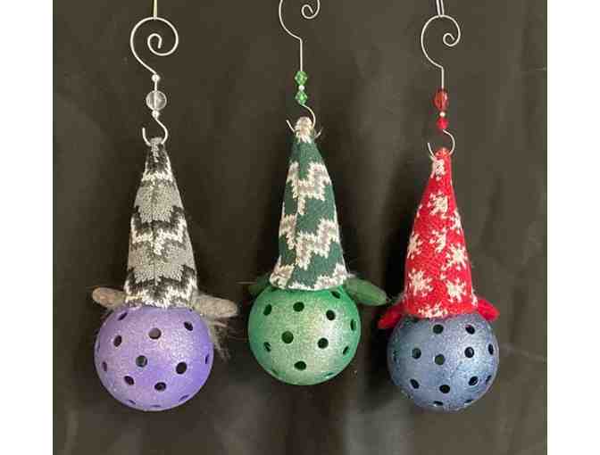 N02 Upcycled Pickleball Ornament Trio #2