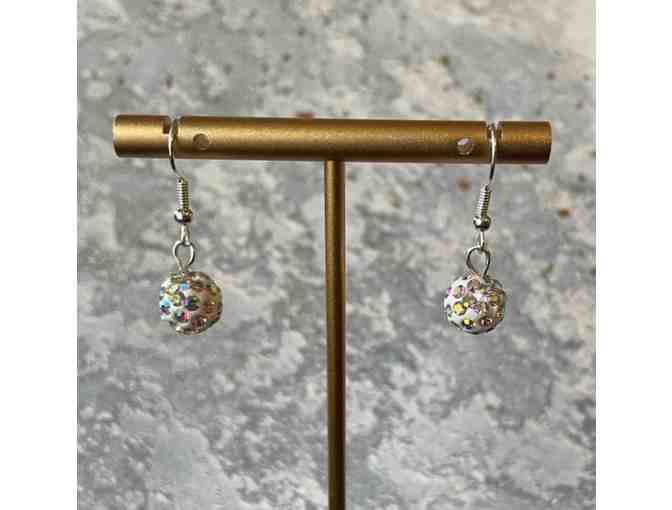 I33 'Disco Ball' Dangle Earrings, White