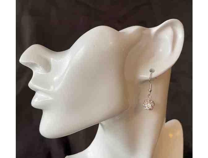 I33 'Disco Ball' Dangle Earrings, White