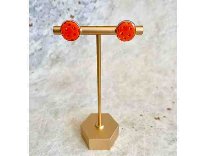 B12 Pickleball Stud Earrings, Orange