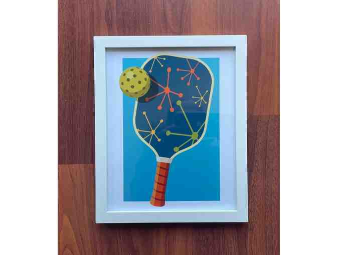 C02 Pair of Pickleball Paddle Giclee Prints, Framed 8'x10'