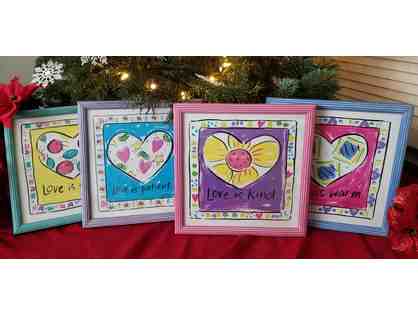 Sally Huss "Love Is Gentle", "Love is Kind", "Love is Patient", "Love is Warm" prints
