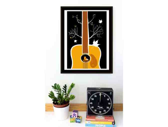 Songbird Silkscreen Guitar Birdhouse Print
