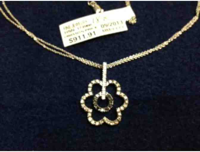 Chocolate and White Diamond 18 K White Gold Pendant