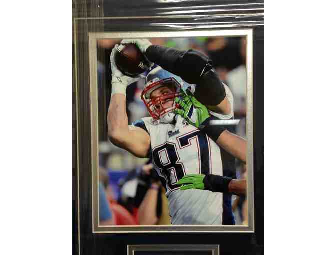 Gronkowski Autographed Photo Collage with Jersey Relic - Super Bowl 49