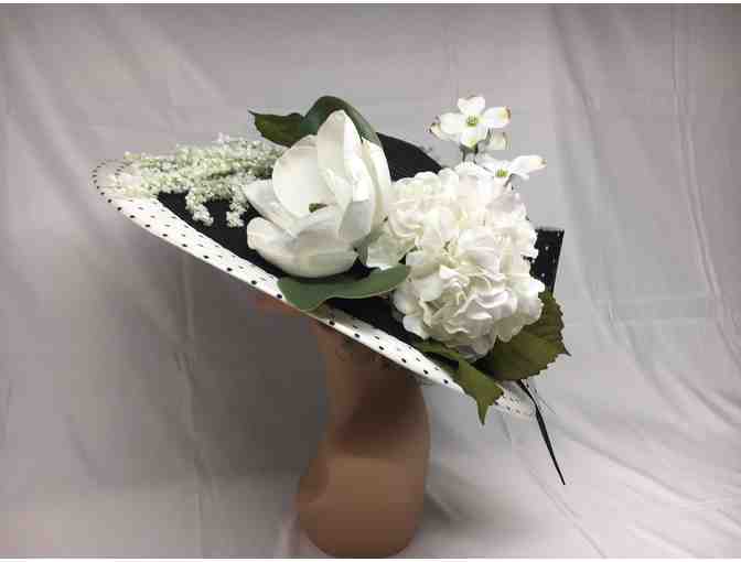 'Black and White and Flowers' Kentucky Derby-Style Straw Hat