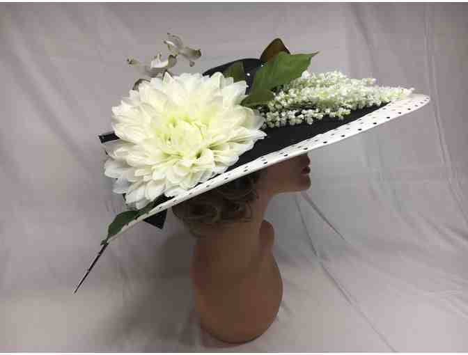 'Black and White and Flowers' Kentucky Derby-Style Straw Hat