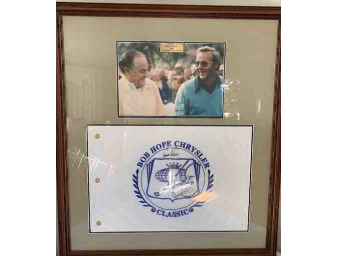 Framed Bob Hope and Arnold Palmer Photo and Signed Golf Towel