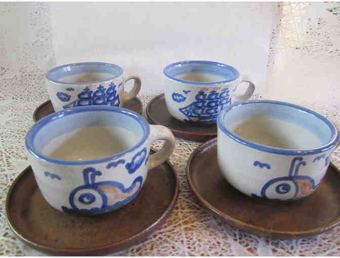 4 Hadley flat cups Whale and Ship