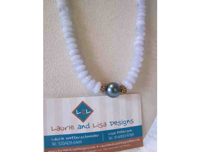 Laurie and Lisa Designs, Blue Chalcedony & Tahitian Pearl Necklace
