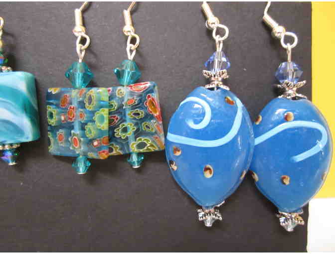 Blue Glass Earrings, 4 in group