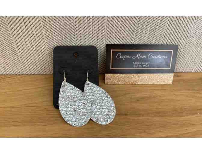 Black clutch, 2 sets of earrings, Mint and Lily Inspirational bracelet