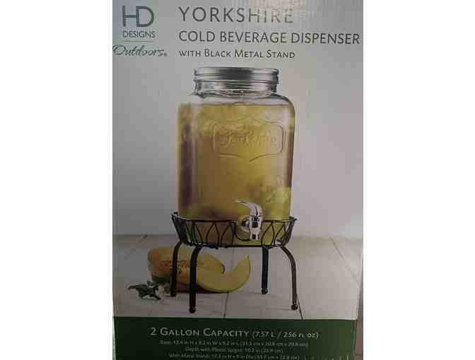 Glass Beverage Dispenser with Set of 6 Mason Jar Mugs