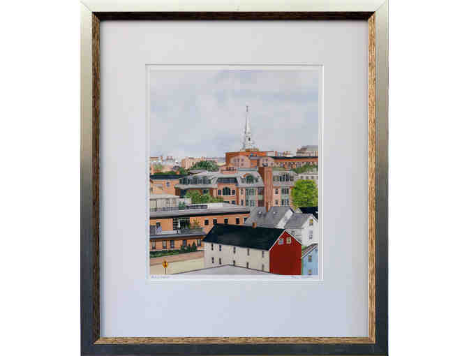 "View from Hanover Garage", Framed, signed Giclee Watercolor by Artist Fran Mallon - Photo 1