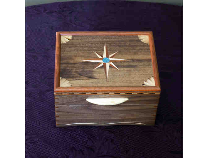 Beautiful Hand-Carved/Inlay Tea Box with Historic Wood by William Taylor
