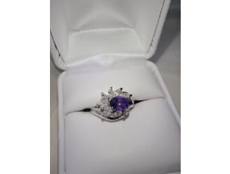 Stunning amethyst ring silver with CZ accent