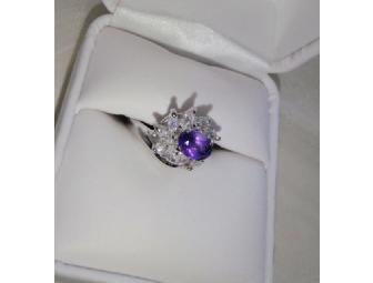 Stunning amethyst ring silver with CZ accent