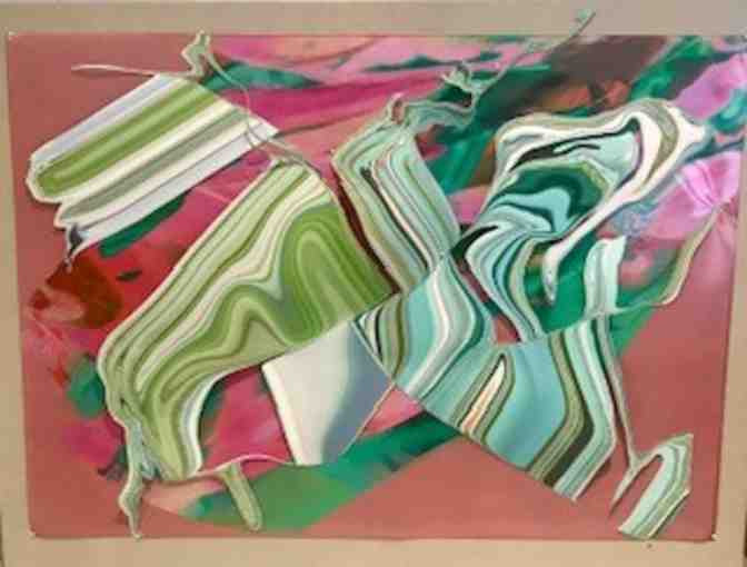 Collage-  Mixed media collage-dragonfly series 'Waves of Possibility' by Artist Kate Kilty